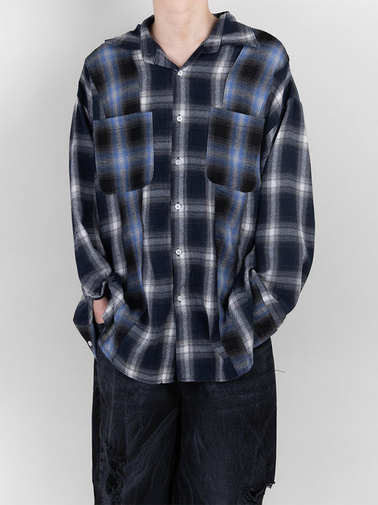 Patchwork Check Long Sleeves Shirts
