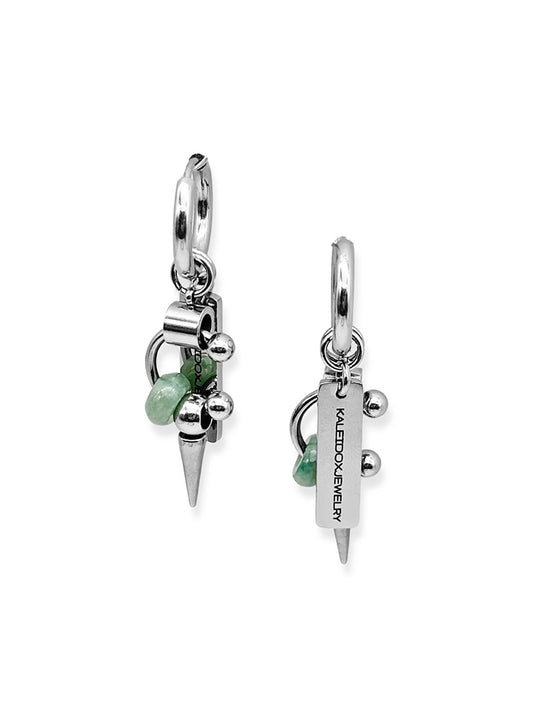 Logo Piercing little jade & spike earrings