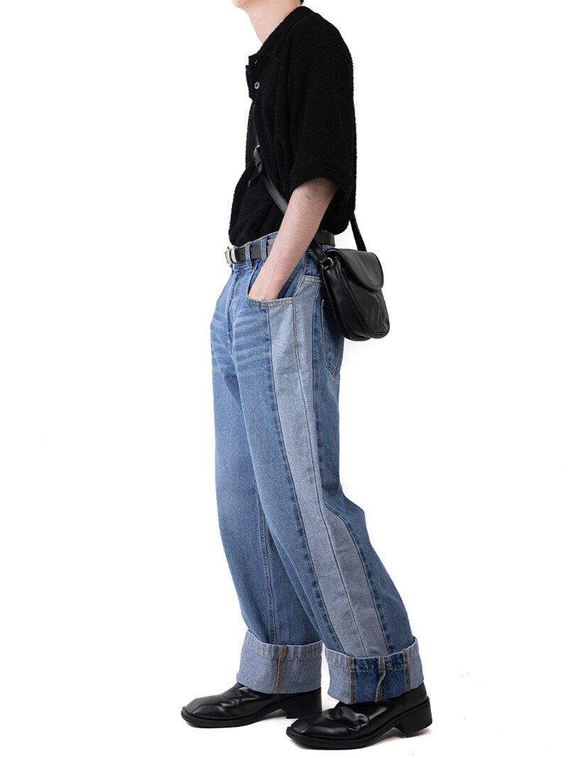Patch Vintage Wide Denim Pants