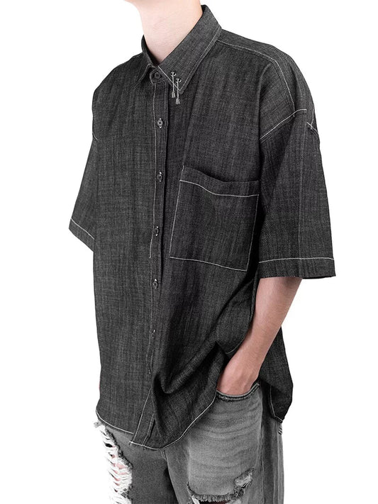 Clip Denim Short-Sleeved Shirt
