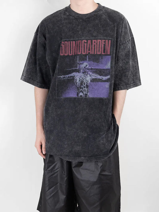 Soundgarden Printing Crack Washed T-shirt