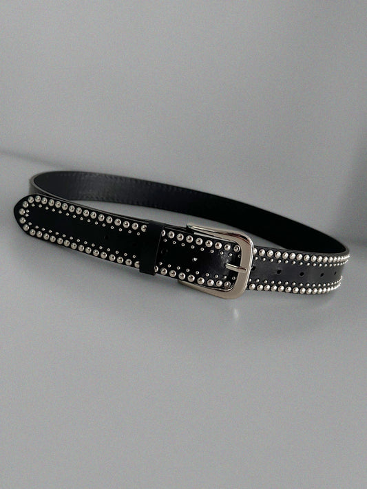 Luxury stud leather belt