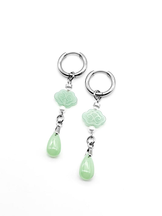 Green teardrop earrings