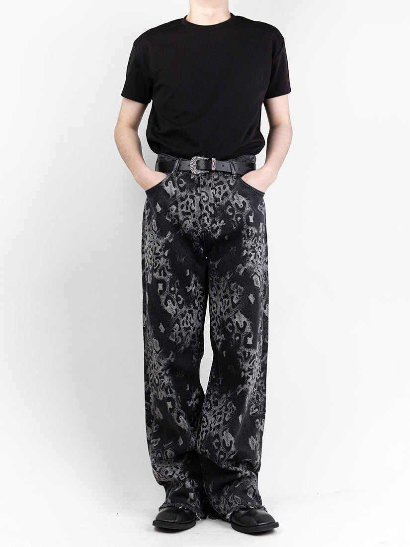 Black Leopard Wide Pants