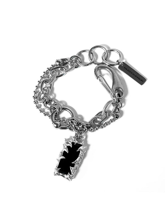Soldered black stone piercing bracelet