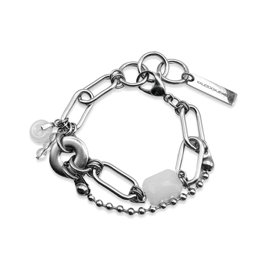 White circle ball chain bracelet