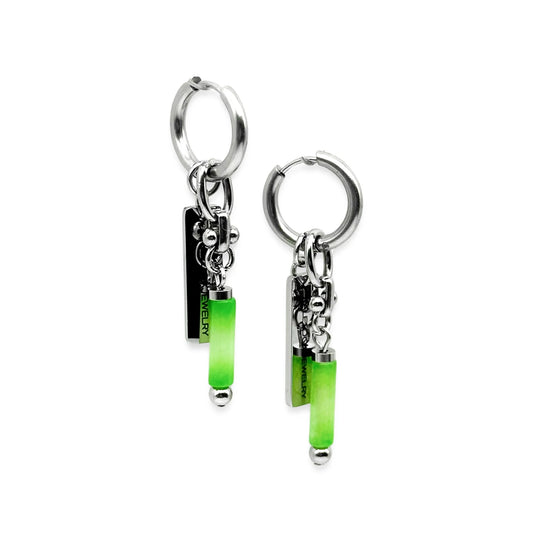 Green cylinder earrings