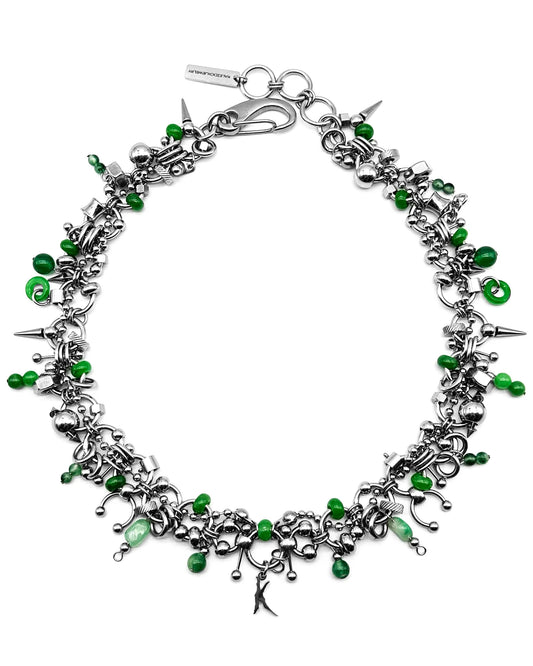k logo pierced necklace (Green version)
