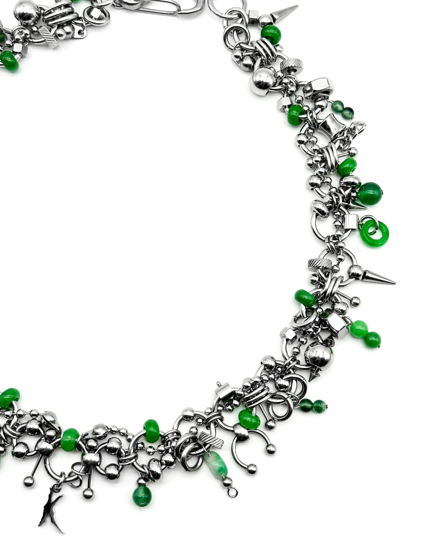 k logo pierced necklace (Green version)
