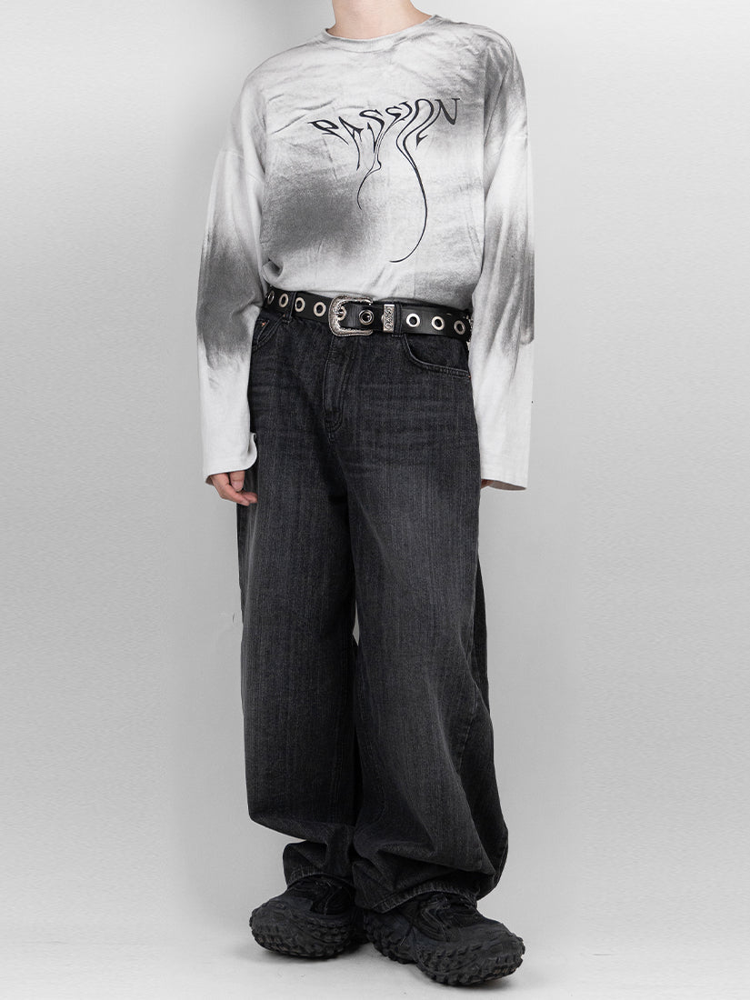 Folding Wide Denim Pants