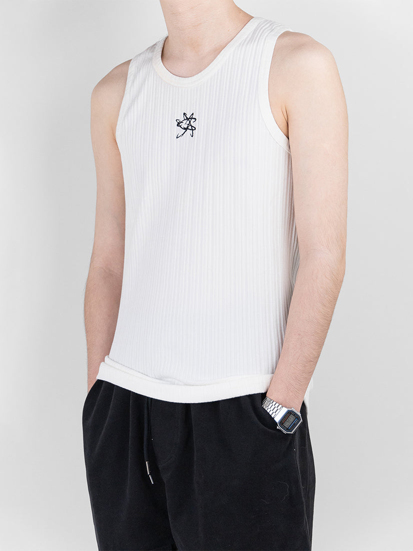 Embroidered Bone Sleeveless