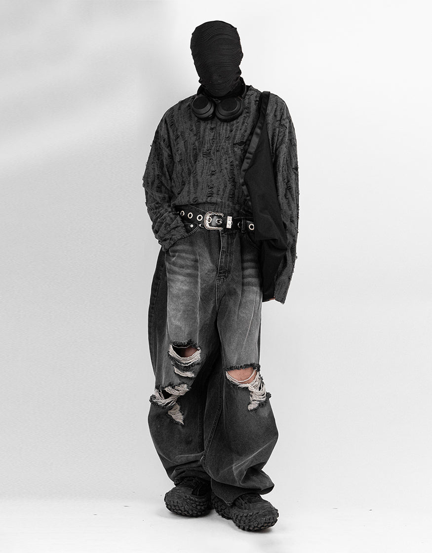 Vintage Washed-out Destroyed Over Denim Pants