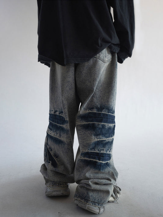 Vintage Embossed Denim Pants