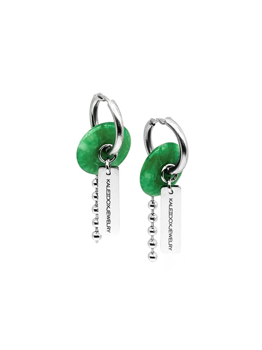 Jade logo ball chain earrings