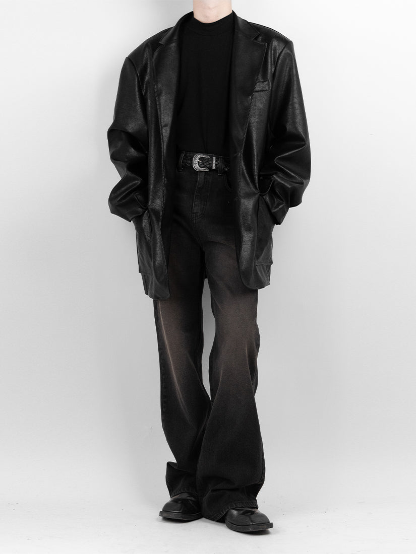 Pit crack leather over blazer