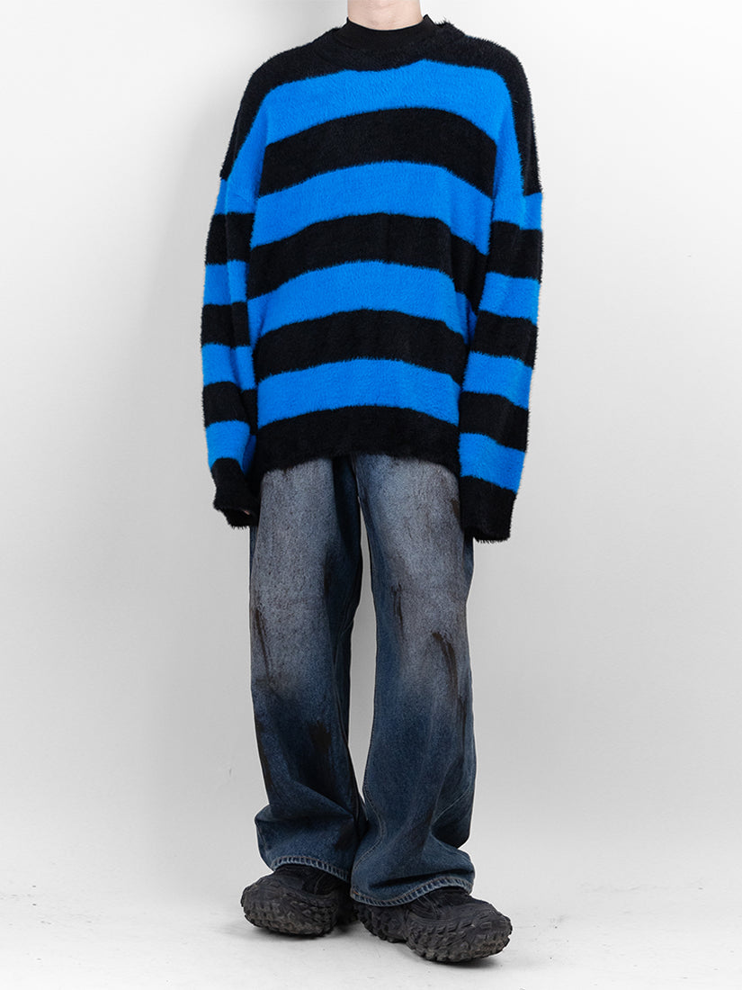 Striped knitted cold sweater
