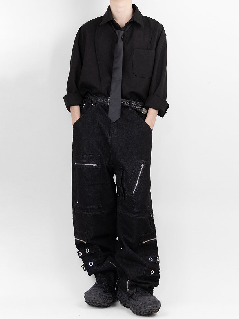 Pocket Cargo Denim Pants