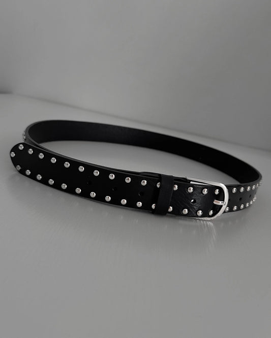 Double stud leather belt