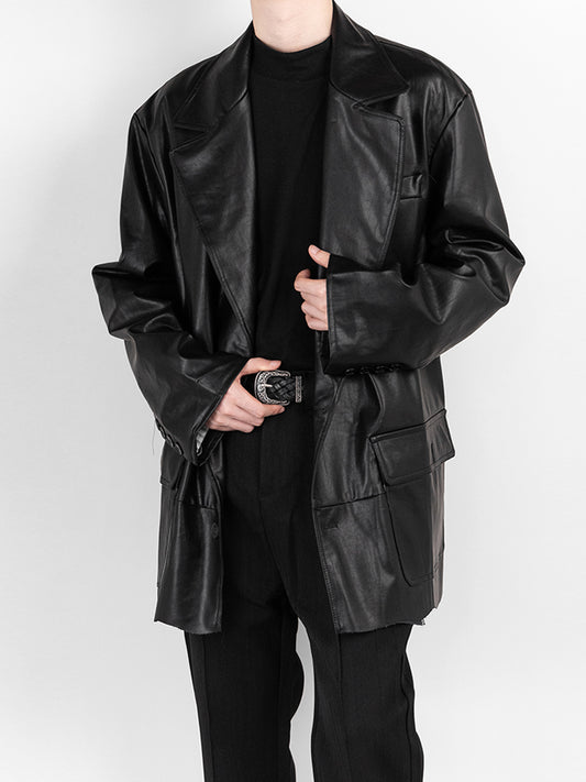 Leather Overfit Blazer