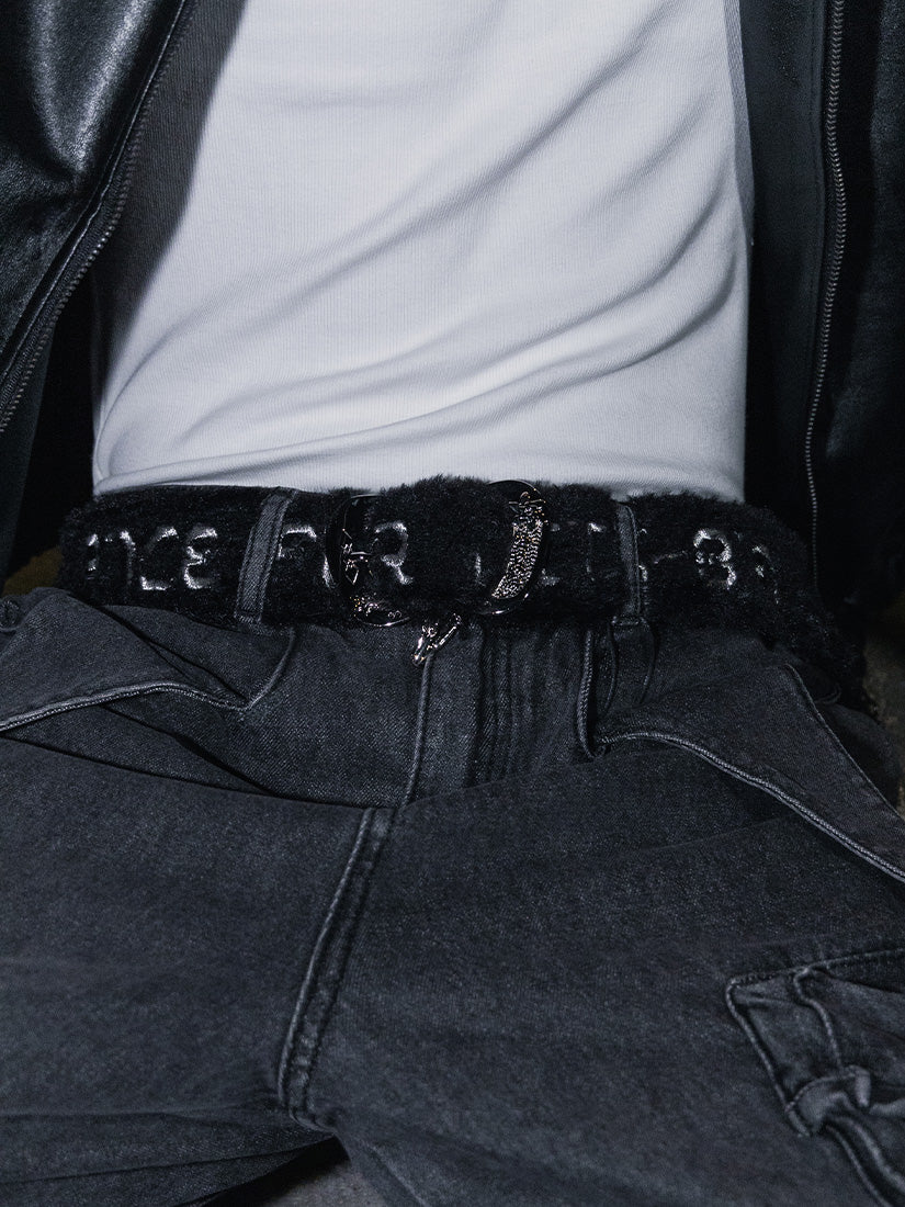 Punk embroidered plush belt