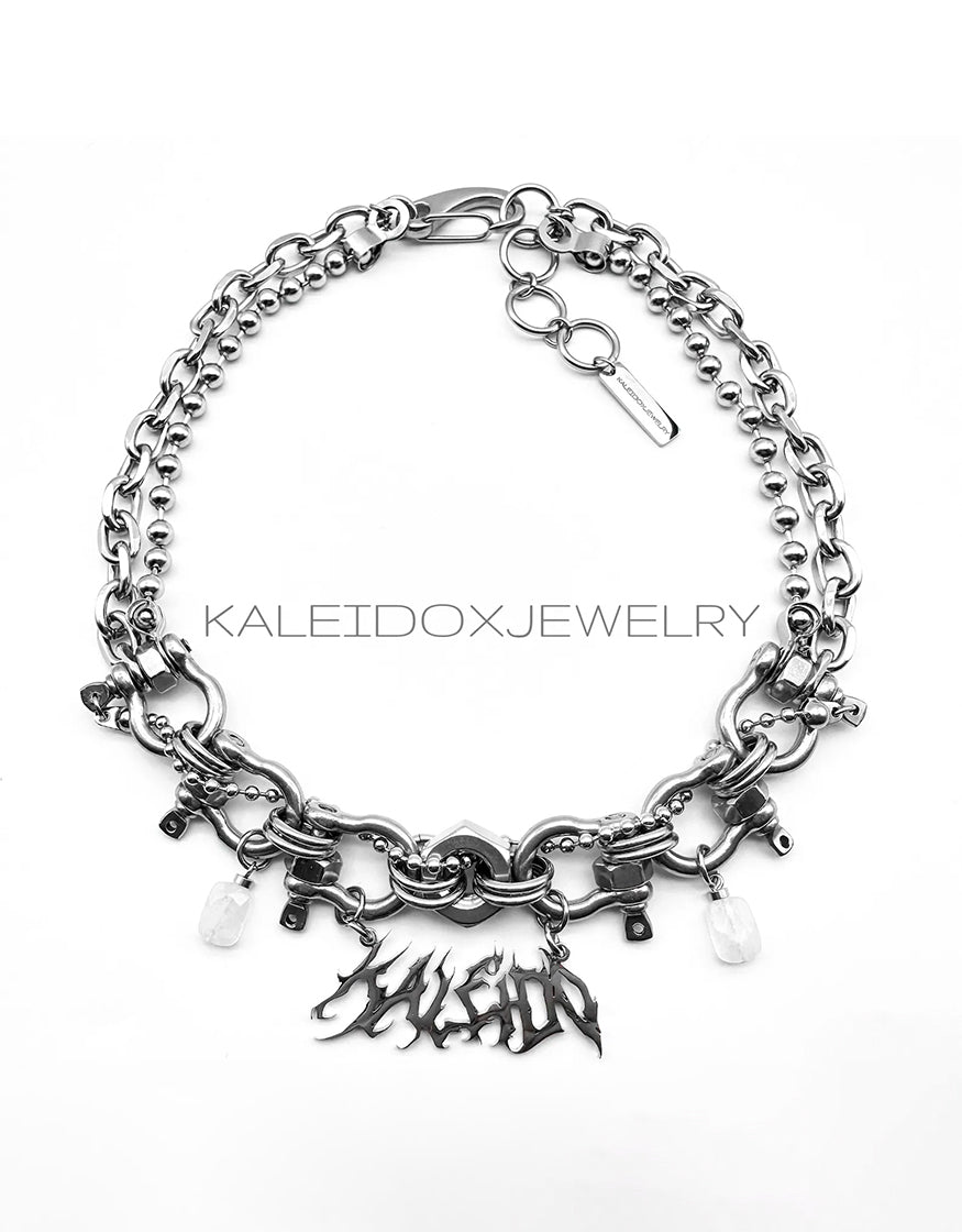 KALEIDO crystal double chain necklace