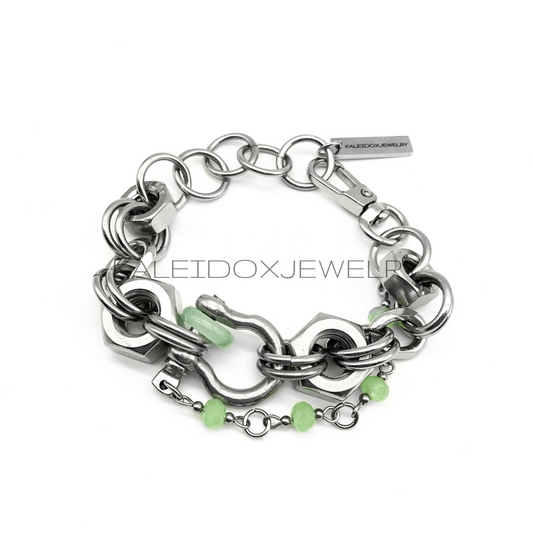 Stainless steel jade bracelet