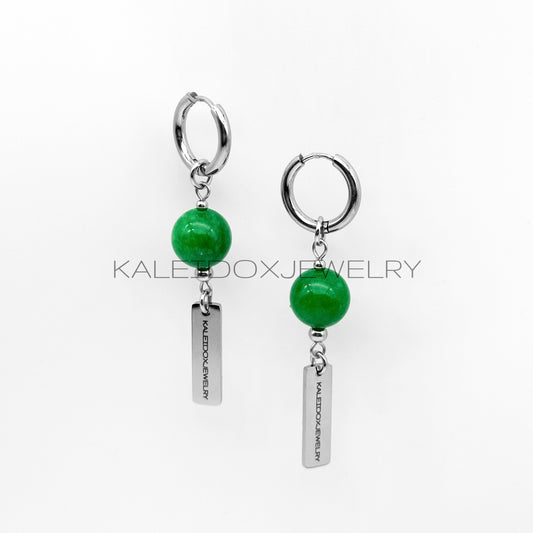XL green beads earrings