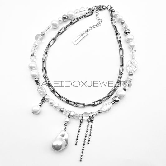 Pearl ball chain necklace