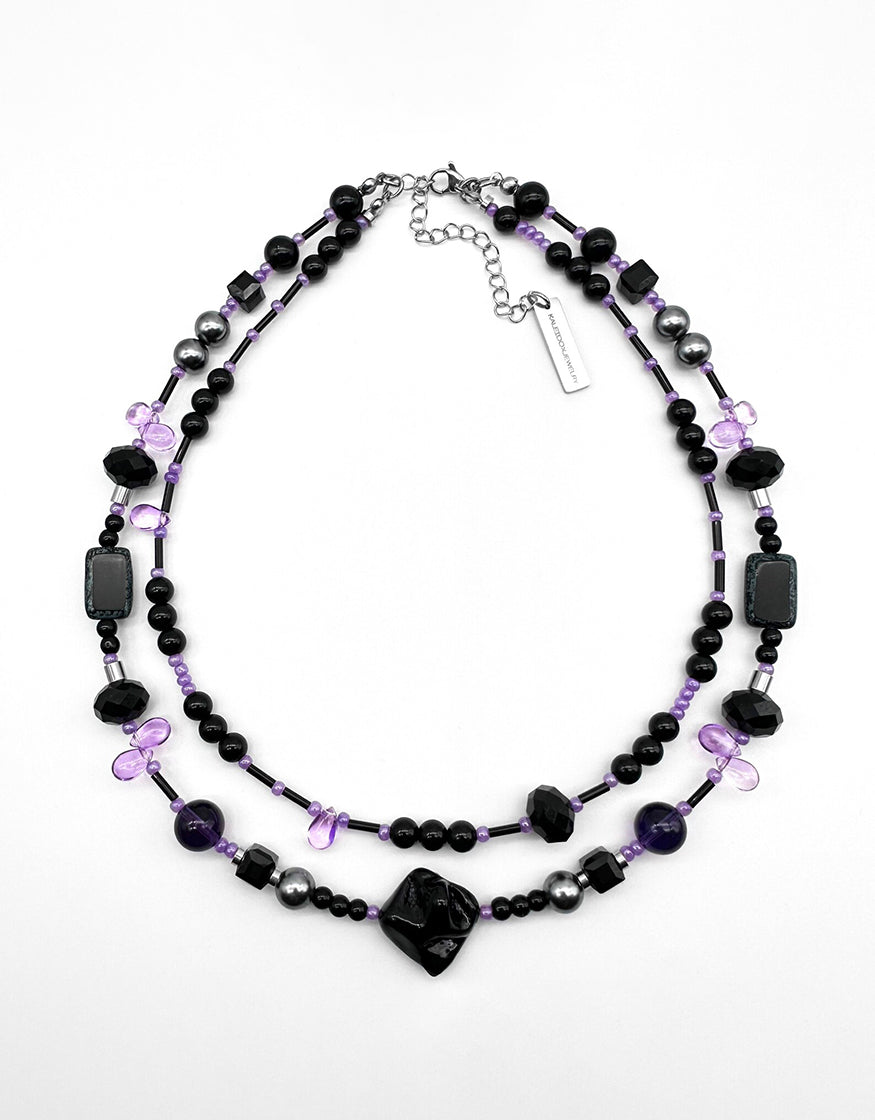 Black and purple 2 in 1 necklace