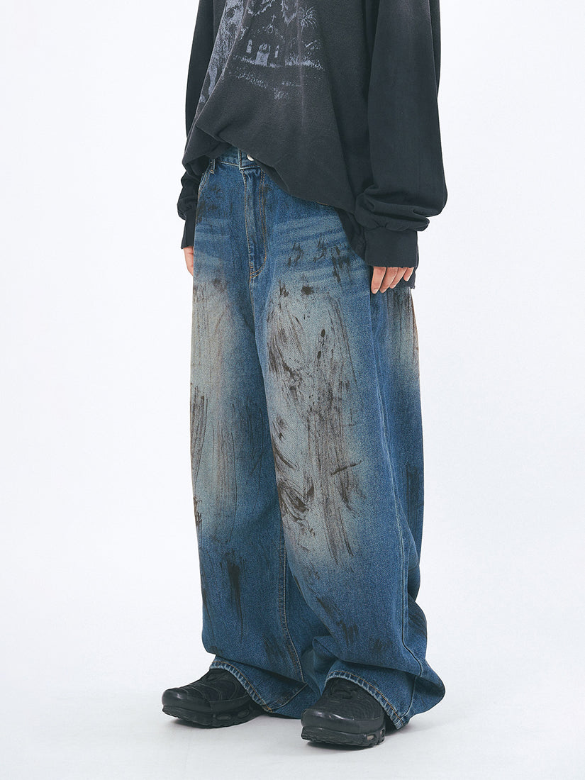 Dirty Wash Over Denim Pants