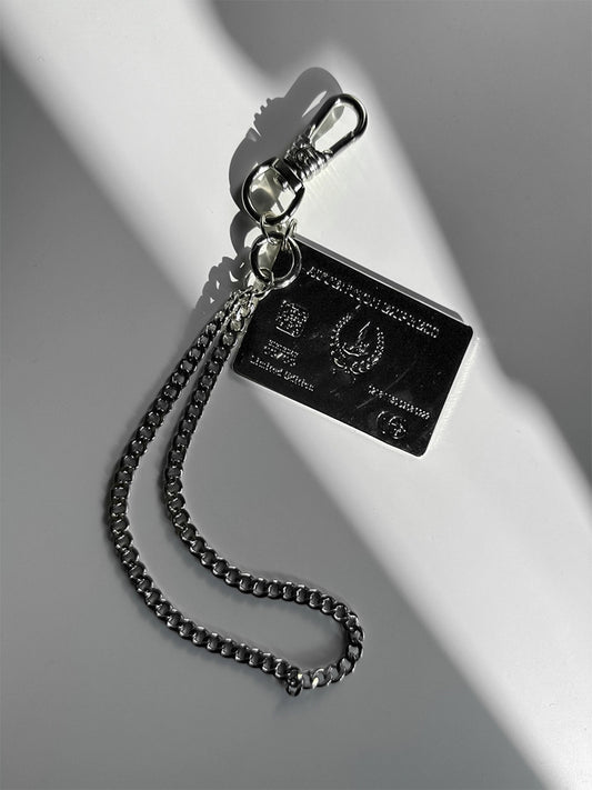 Attention Silver Card Chain Keyring