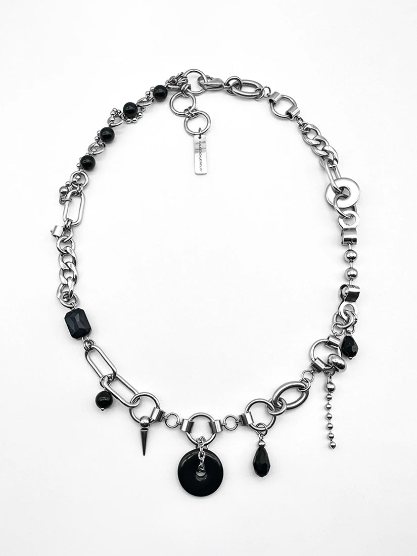 black pendant stainless steel necklace