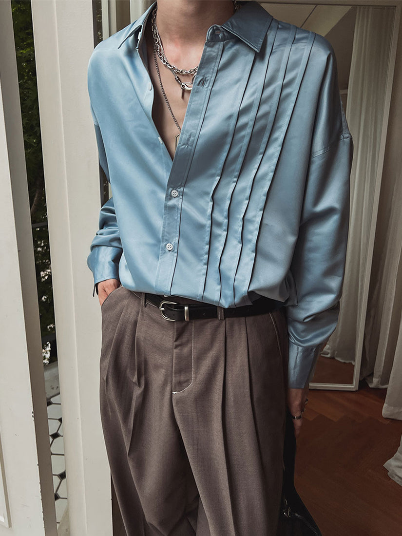 Silky Cuffs Pintuck Shirt