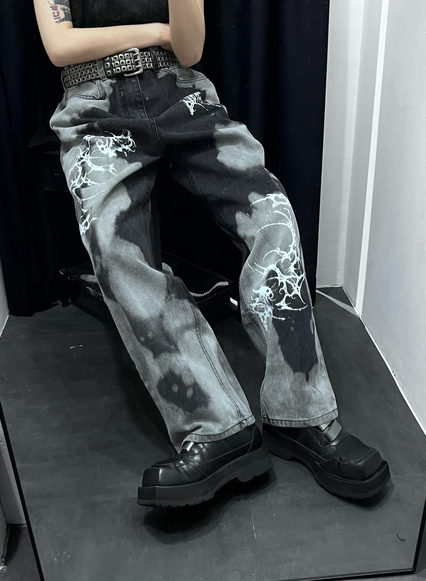 Tie-Dye Painting Denim Pants