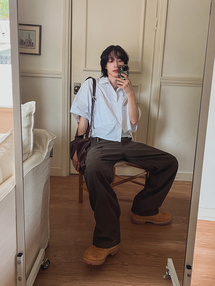 Oversized-Fit Cropped Shirt