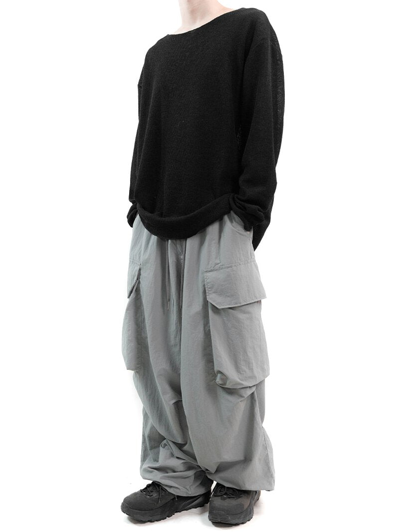 Balloon-fit wide cargo trousers 