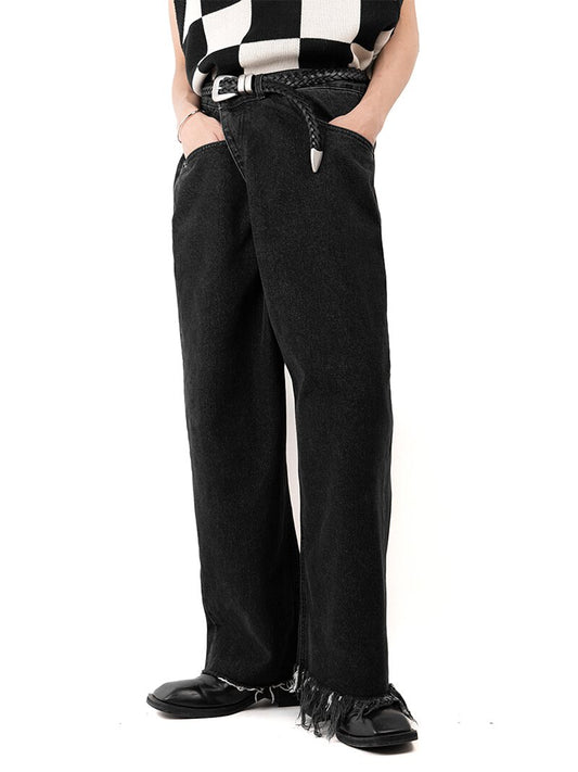 Two Button Wrap Denim Pants 