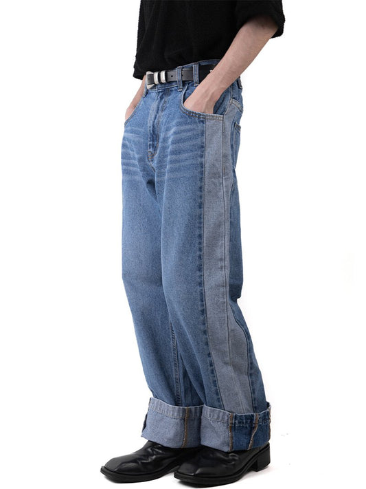 Patch Vintage Wide Denim Pants 
