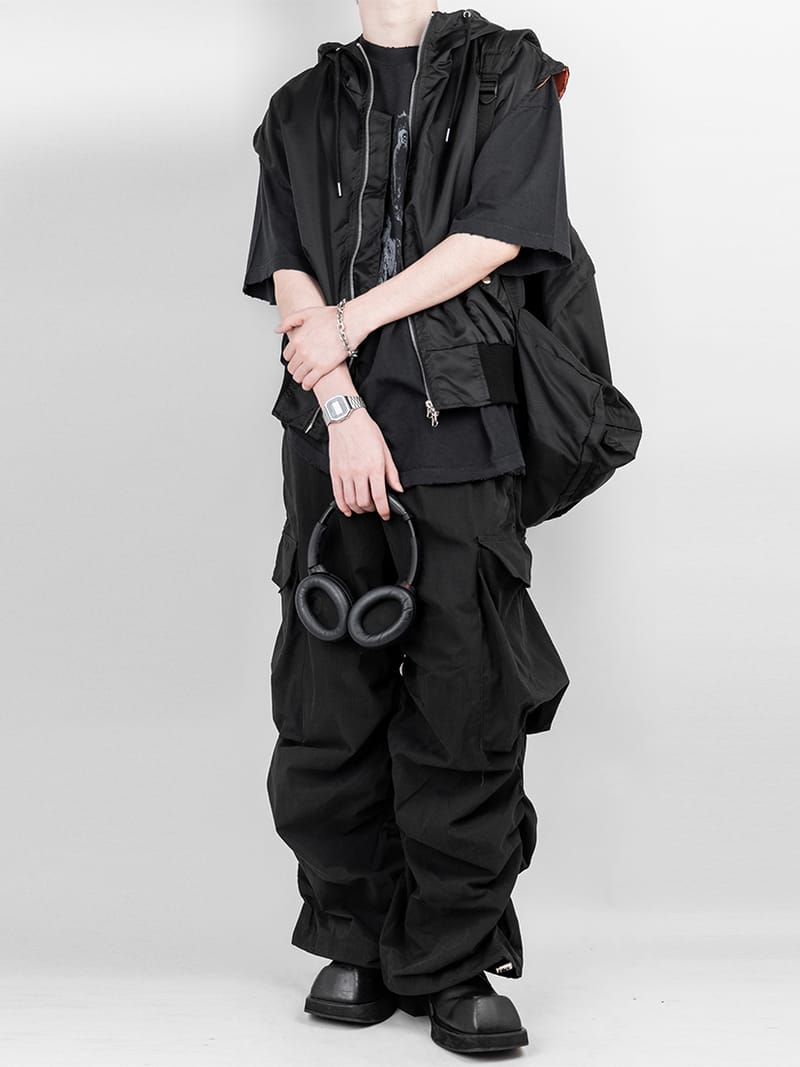 Side over shirred cargo pants 