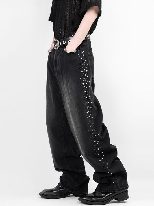 Studded Black Denim Pants 