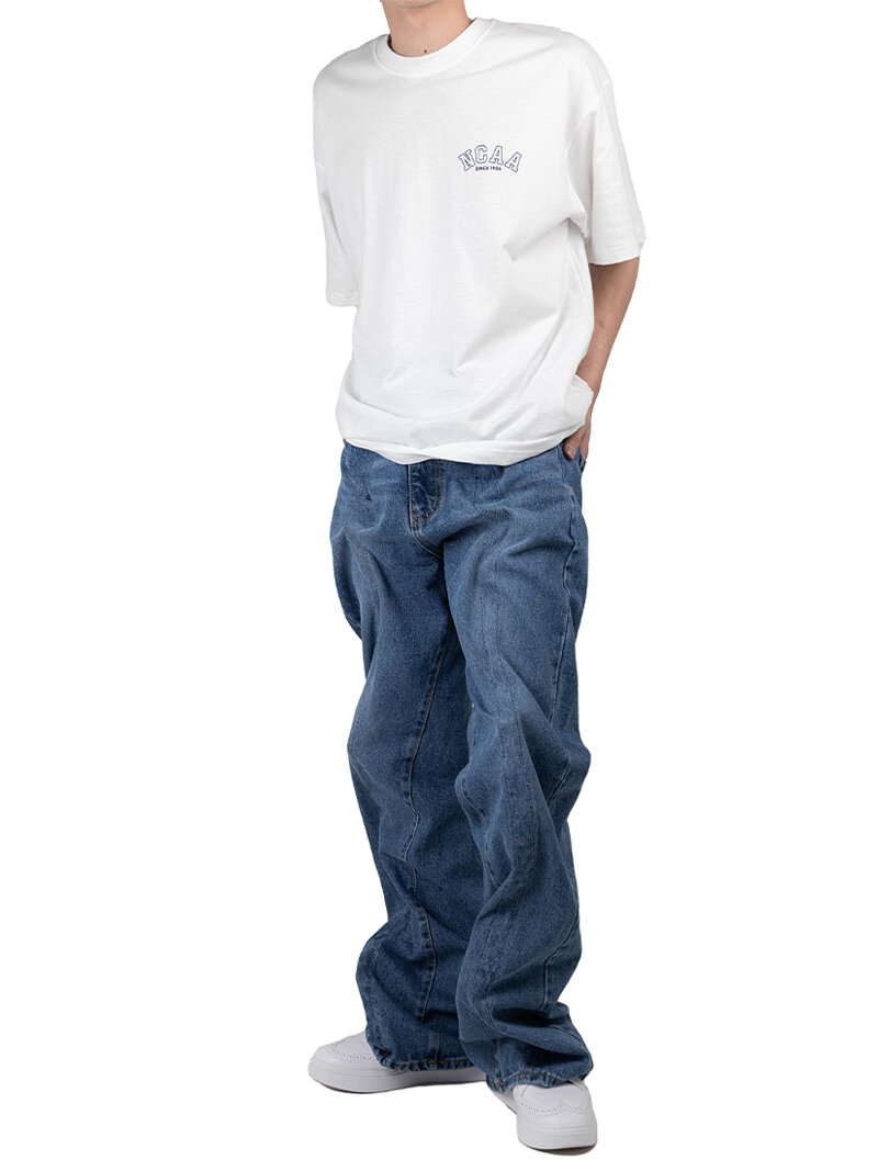 Wire bend full length denim pants
