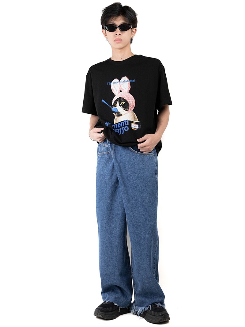 Two Button Wrap Denim Pants
