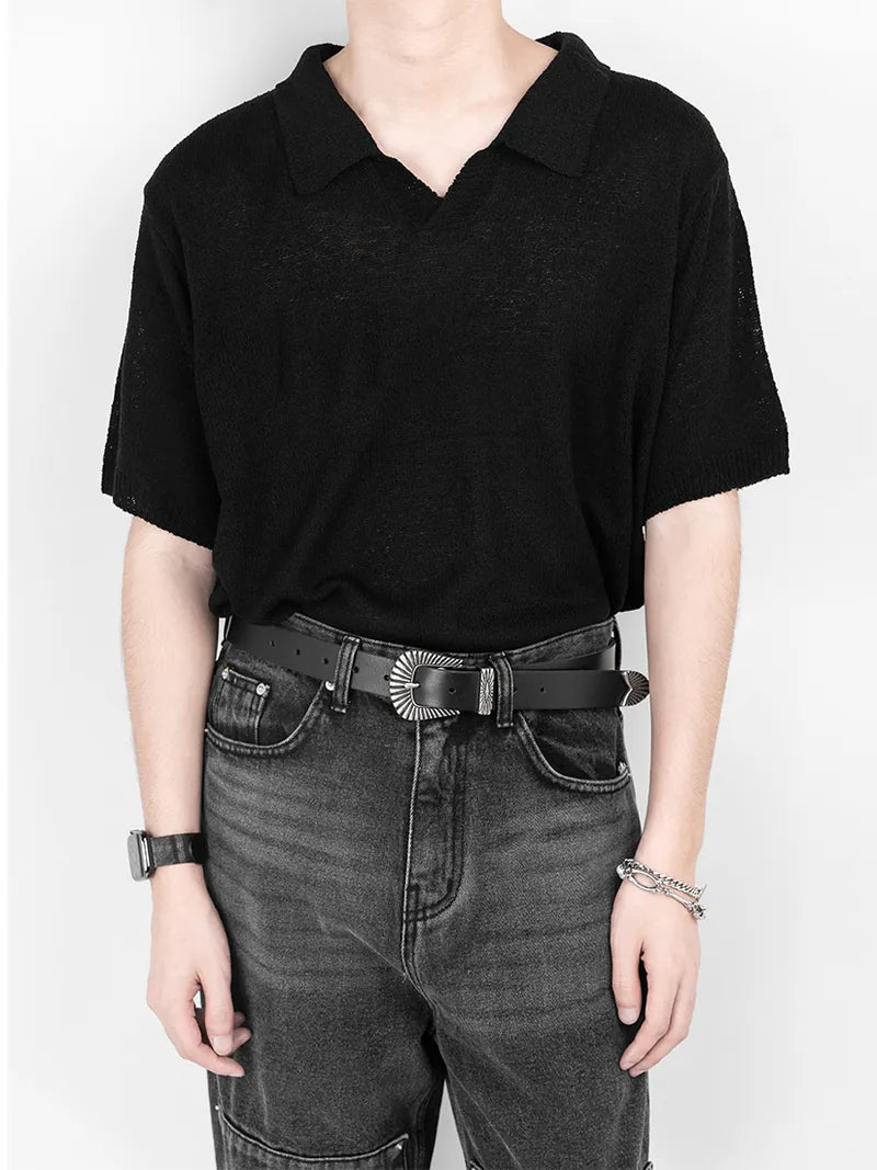 Raglan V-neck Half Sleeves Knit 