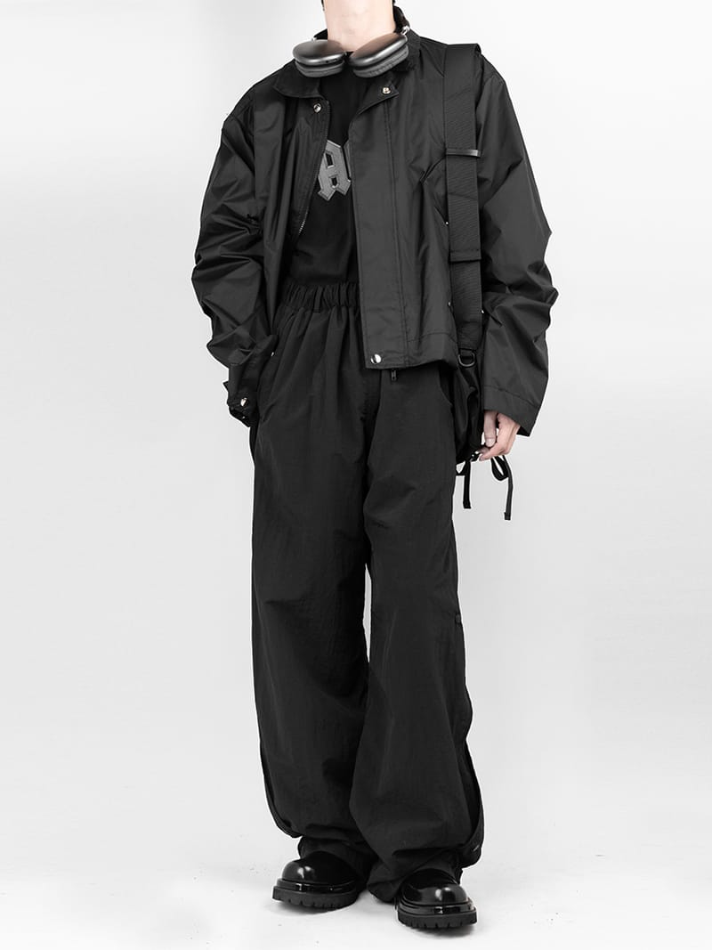 Pintucked Nylon Snap Over Cargo Pants