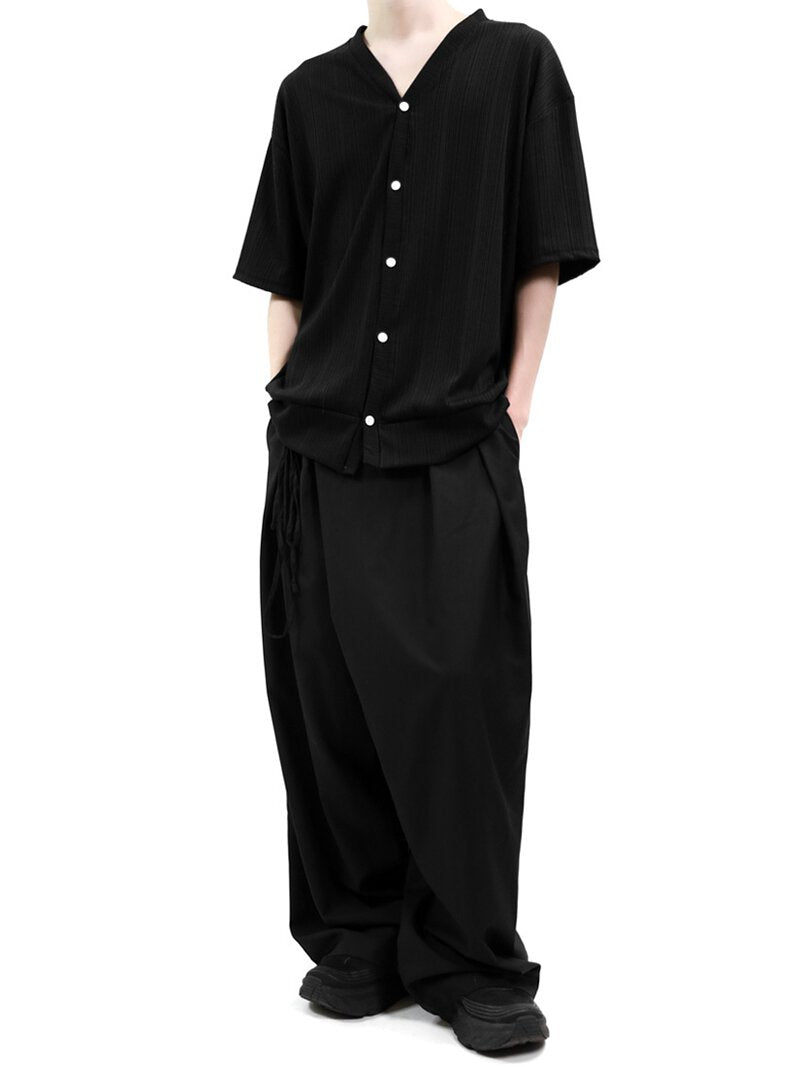 Two Button Wide Wrap Pants 