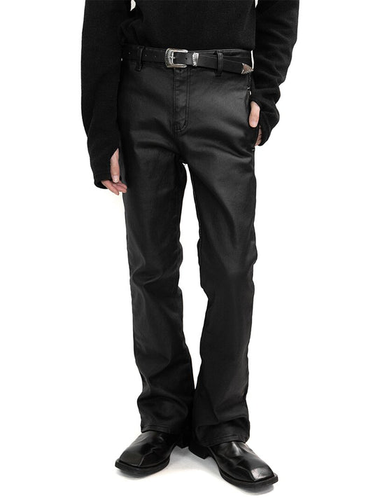 Coated Washed Bootcut Slim Pants 
