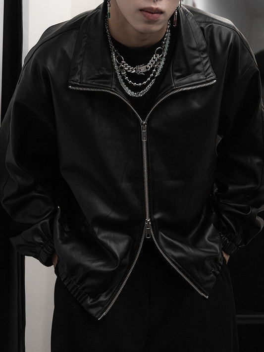 Basic Design Leather Jacket 