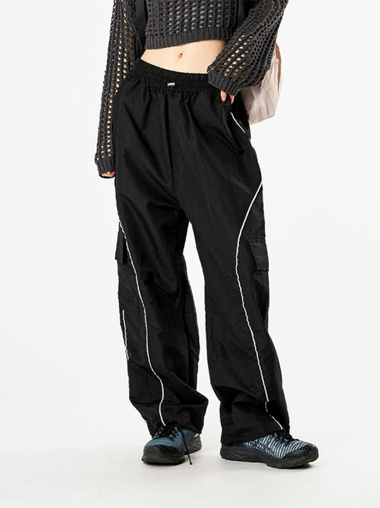 Curve Piping Cargo Banding Pants 