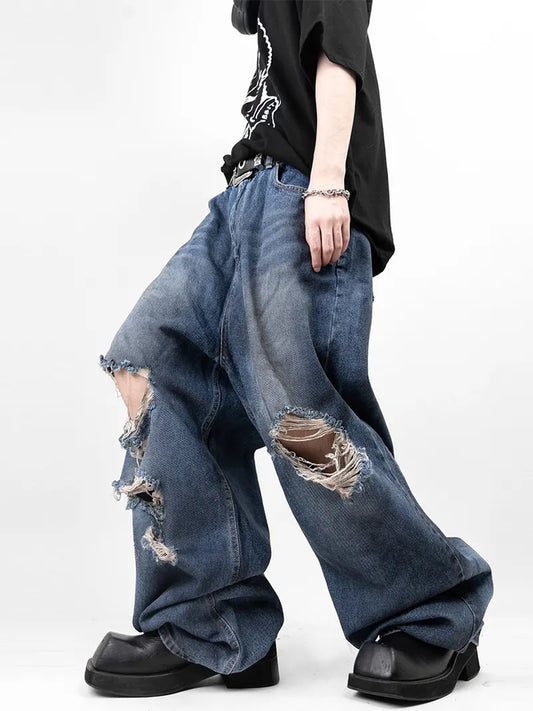 Asher Damage Wide Denim Pants 