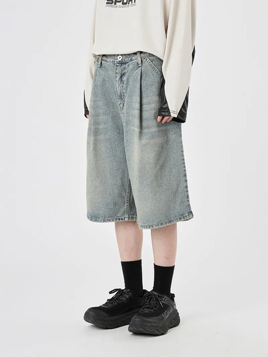 Pintuck Bermuda Washed Denim Half Pants